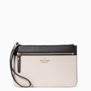Kate Spade Laurel Way Tinnie Wristlet with Zip Closure Tan/Black